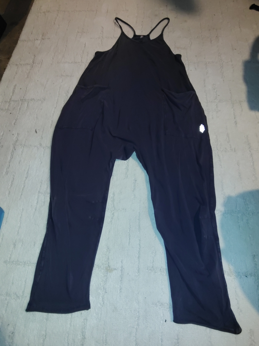 Free People Navy Spaghetti-Strap Harem Jumpsuit